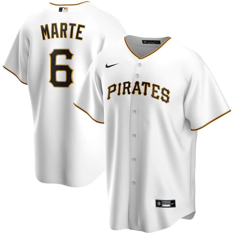 Mens Pittsburgh Pirates 6 Starling Marte Nike White Replica Player Name MLB Jerseys